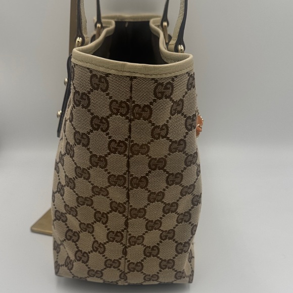Gucci Brown and Cream Sherry Line Monogram Tote with Original Charms - Picture 5 of 17